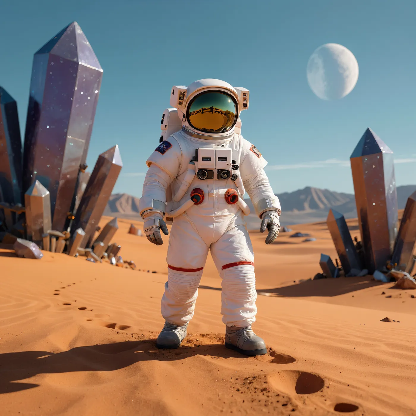Foto del astronauta tras la mejora, con más definición en los cristales y la arena