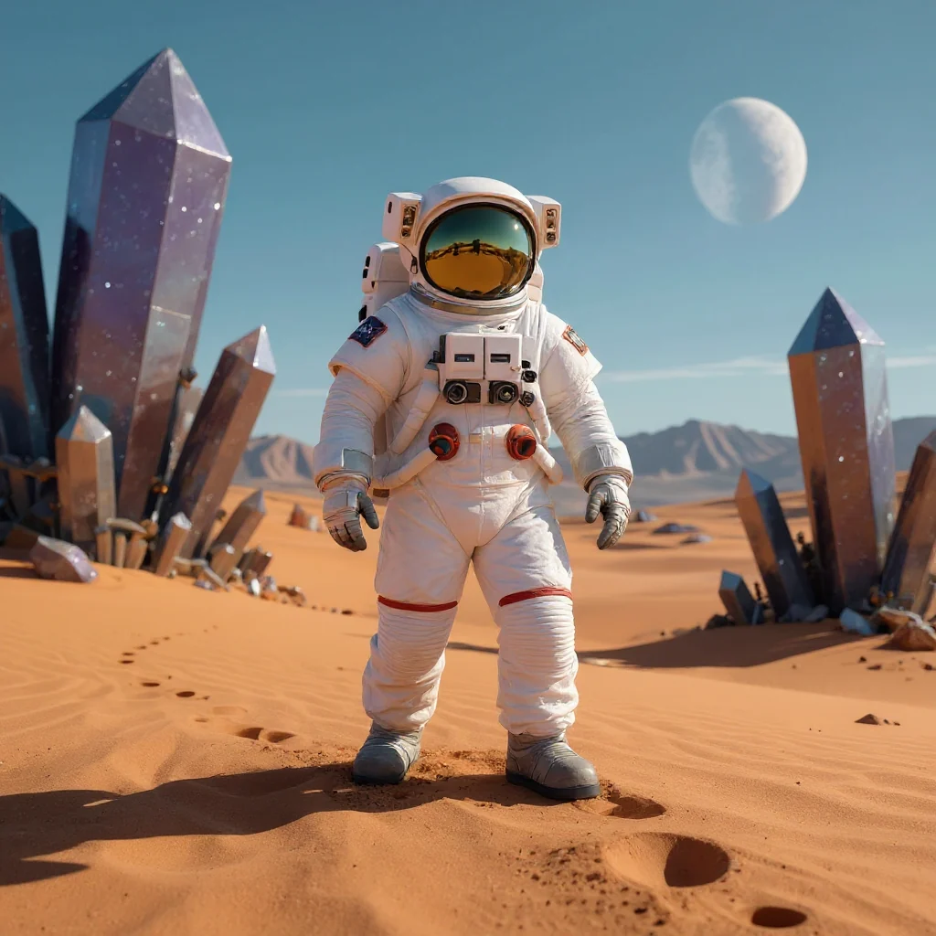Astronaut photo with its original desert background
