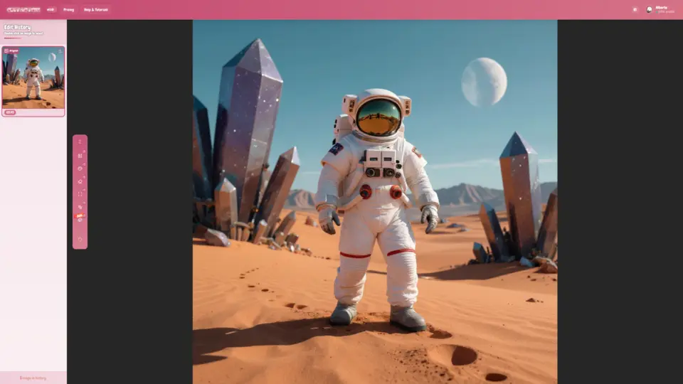 Editasteic editor showing the image canvas and tool controls