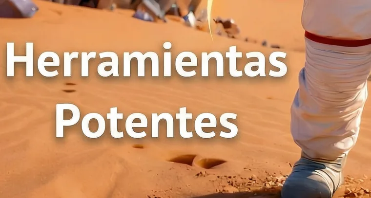 Recorte del rótulo “Herramientas Potentes” en la imagen generada en español
